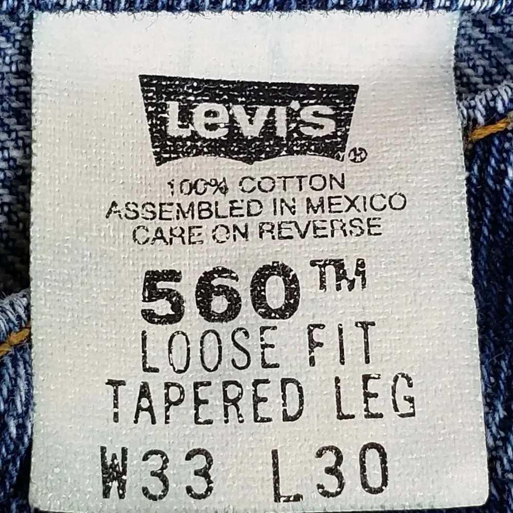 VTG Levis 560 Jeans Mens 33x30 Medium Wash Blue Loose Fit Tapered Leg Faded 90s